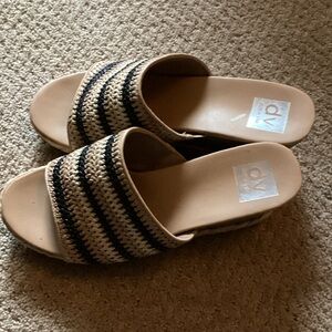 Adidas Tan and Black Woven Slide Sandals